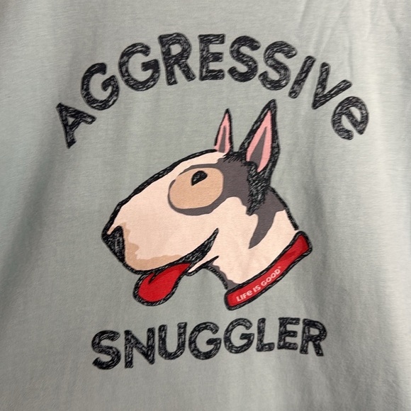 LIFE IS GOOD Dog Lovers Crusher Tee Super Soft Light Blue Women’s Size M - Picture 2 of 7